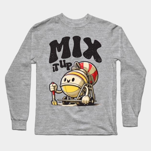 playful cement mixer character Long Sleeve T-Shirt by Yopi
